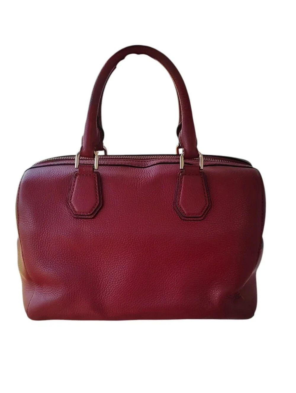 Michael Kors Cranberry Merlot Leather Satchel with Gold Cherry Charm Chain